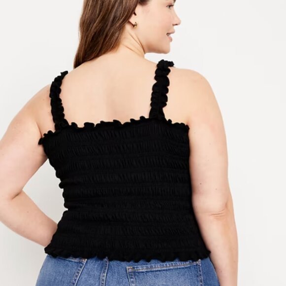 Fitted PLUS size Women's Black Smocked Tank Top Size 3X NWT - Picture 2 of 3